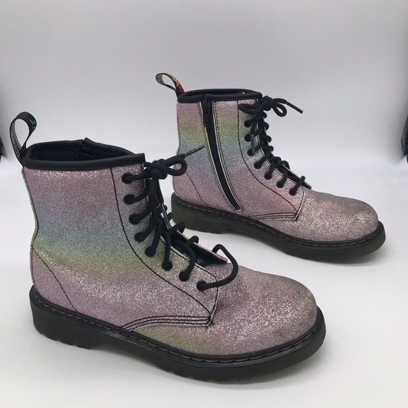 Dr Martens Airwair Girl 1460 Multi Rainbow Silver Glitter Boots Size 4 - Picture 3 of 10